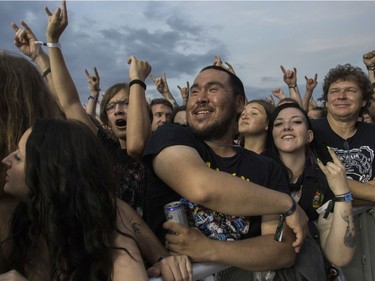 The crowd goes wild for Anthrax at the Heavy Montréal metal festival July 28, 2019.