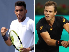 Canadians Félix Auger-Aliassime, left, and Vasek Pospisil will face each other in the first round of the Rogers Cup next week.