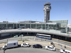 The control tower at Trudeau airport in Dorval is seen in this file photo.