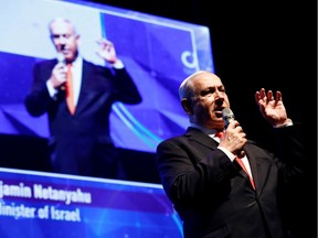 Israeli Prime Minister Benjamin Netanyahu speaks during a cybersecurity conference at Tel Aviv University on June 26. Ten per cent of projects funded by the Israel Innovation Authority are in the area of cybersecurity, Patrick White writes.
