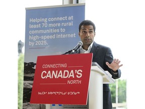 Alykhan Velshi, vice president of corporate affairs at Huawei Canada, speaks during a press conference in Ottawa on Monday, July 22, 2019.