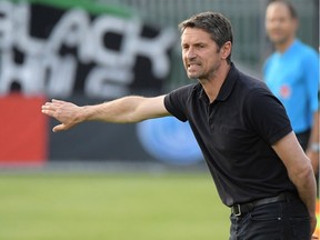 "Football is a game where you have to be focused every time — you don’t need to play only on your talent or only as you want to do as an individual. It’s a collective game,” says Montreal Impact head coach Remi Garde, seen here during the match against York9 at York Lions Stadium.