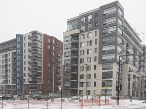 Le Triangle residential housing complex, seen in part, is home to 3,500 condo units, one of the largest residential developments in Montreal.