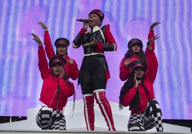 Janelle Monáe performs on Day 2 of the Osheaga Music and Arts Festival at Parc Jean-Drapeau in Montreal Saturday, August 3, 2019.