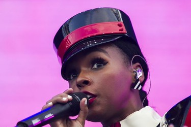 Janelle Monáe sings during her set on Day 2 of the Osheaga Music and Arts Festival at Parc Jean-Drapeau in Montreal Saturday, August 3, 2019.