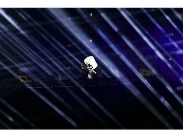 The artist Marshmello performs on Day 1 of the ÎleSoniq electronic music festival at Parc Jean-Drapeau in Montreal on Friday, August 9, 2019.