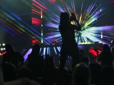 People enjoy the music of Marshmello on Day 1 of the ÎleSoniq electronic music festival at Parc Jean-Drapeau in Montreal on Friday, August 9, 2019.