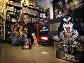 Pasquale Vari has collected more than 3,000 items of Kiss memorabilia — including the urn in front of him, which will eventually contain his ashes. “Only at Kiss concerts will the merchandise line be bigger than the beer line,” says Vari, who will see Kiss perform for the 66th time Friday at the Bell Centre.