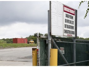 Heavy equipment sits at the entrance to the solid-waste landfill in Pierrefonds in August.