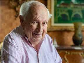 Andrew Harper, 96, at home in Westmount on Monday, Aug. 12, 2019, He created a $500,000 endowment fund to help finance the operating costs of a new activity centre at the Alzheimer Society of Montreal. The organization will honour him at a 5-a-7 on Aug. 27.