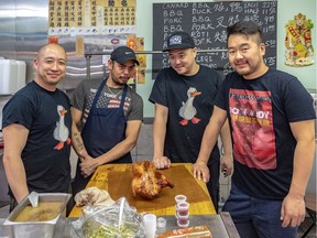 Edmund Ku, left, Web Galman, Eric Ku and Raymond Woo run the Chinatown fixture Dobe & Andy. They’ve been experimenting with newer menu items while keeping the traditional favourites.