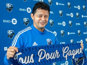 The Montreal Impact introduced new head coach Wilmer Cabrera at a news conference at Centre Nutrilait in Montreal on Aug. 22, 2019.