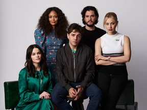 Actors Emily Hampshire, left to right, Thandie Newton, filmmaker Xavier Dolan and actors Kit Harington and Sarah Gadon from the film The Death and Life of John F. Donovan pose for a portrait during the 2018 Toronto International Film Festival on Sept. 9, 2018 in Toronto.
