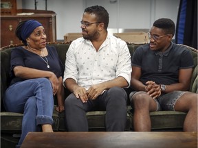 A Raisin in the Sun — presented in French at Théâtre Jean-Duceppe as Héritage — “is set in the ‘50s, and we’re not adapting it for today ... but we have to look at it through a contemporary lens,” says director Mike Payette, centre, with stars Mireille Métellus and Patrick Émmanuel Abellard.