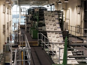 Newspapers on the presses.