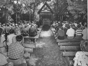 Camp Tamaracouta's outdoor chapel is seen in a photo dated Aug. 8, 1953. The Scouts' camp, located in the Laurentians near Montreal, opened in 1912.