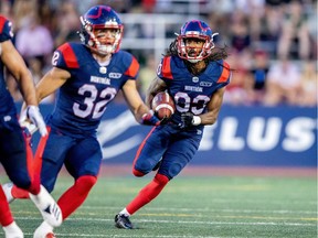 Alouettes returner Shakeir Ryan carries ball up the field during game against the Redblacks last week at Molson Stadium.