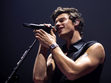 Pop star Shawn Mendes performs in Montreal, on Tuesday, August 20, 2019.