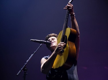 Pop star Shawn Mendes performs in Montreal, on Tuesday, August 20, 2019.