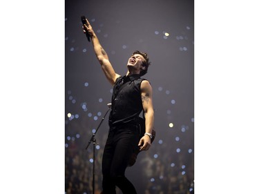 Pop star Shawn Mendes performs in Montreal, on Tuesday, August 20, 2019.