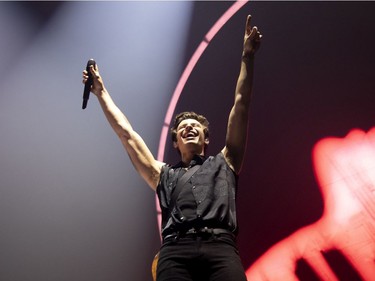 Pop star Shawn Mendes performs in Montreal, on Tuesday, August 20, 2019.