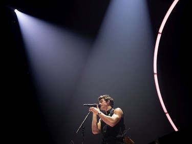 Pop star Shawn Mendes performs in Montreal, on Tuesday, August 20, 2019.