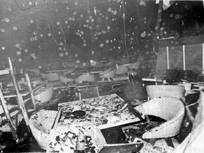 Taken by either Tedd Church or Garth Pritchard -- they were jointly credited with several photos -- it shows the gutted interior of the Blue Bird, as viewed through a window, after the bar was destroyed by fire on Sept. 1, 1972.