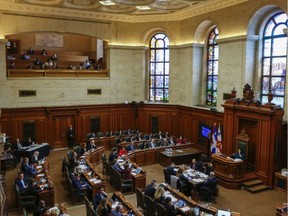 A view of the council chambers at Montreal city hall in Montreal Monday, April 15, 2019.