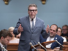 Parti Québécois interim leader Pascal Bérubé speaks in National Assembly in Quebec City, Sunday, June 16, 2019. "As is customary, in accepting the interim leadership Bérubé ruled himself out as a candidate for the permanent post. But he’s done so well as interim leader that PQ supporters keep pressing him to seek the permanent job anyway," Don Macpherson writes.