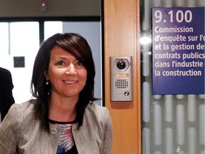 Nathalie Normandeau leaves a Charbonneau Commission hearing in Montreal in 2014.