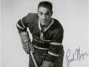 Paul Meger, who was a left winger on the Canadiens' Stanley Cup team in 1953, died on Aug. 27, 2019, at his home in Barrie, Ont. He was 90 years old.