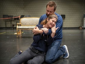 Etienne Dupuis and Nicole Car rehearse Eugene Onegin at Place des Arts Thursday, Sept. 5. The couple have racked up a remarkable array of joint performances around the globe.