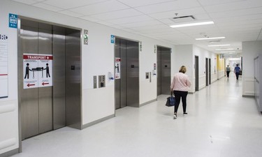 An area known as the "spine" of the hospital, with dedicated elevators for patients and equipment at the MUHC Glen site, Sept. 5, 2019.