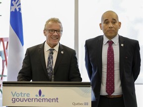 Quebec Labour, Employment and Social Solidarity Minister Jean Boulet, left, and parliamentary assistant to the premier for relations with English-speaking Quebecers Christopher Skeete are working on reducing the unemployment rate in the English-speaking community in Quebec.