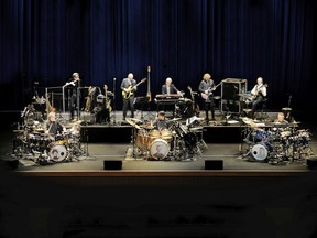“We have a lot of players, and we have a lot of tonal things we can do that I’m sure no other incarnations of Crimson had," bassist Tony Levin says of the modern-day King Crimson. Back row, from left: Mel Collins, Levin, Bill Rieflin (currently not touring), Jakko Jakszyk, Robert Fripp. Front row: Pat Mastelotto, Jeremy Stacey, Gavin Harrison.