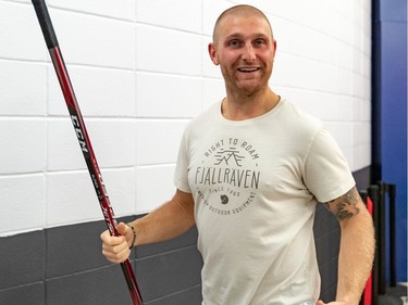 Opening day of training camp for the Montreal Canadiens involved off-ice testing at the Bell Sports Complexe in Brossard on Thursday September 12, 2019. Defenseman Karl Alzner at training camp. Dave Sidaway / Montreal Gazette ORG XMIT: 63135