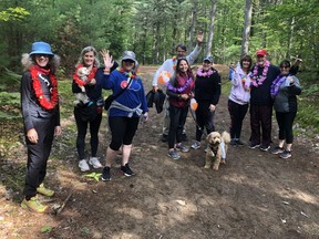 This past Sunday, team 'Sandy's Saunterers' takes a breather on their five-km walk in support of the Vaudreuil-Soulanges Palliative Care Residence.