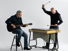Rob Lutes, left, with Michael Emenau. The meeting of roots guitar with jazz vibraphone creates what they've coined "vibrafolk".