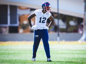 Wide-receiver Chris Matthews at Alouettes practice at Olympic Stadium practice field on Sept. 3, 2019.