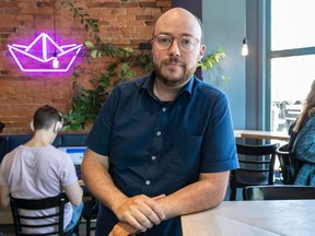 “Writing The Wagers, I knew I wanted to push myself and try to do things that I didn’t feel I was good at yet,” says Sean Michaels, pictured at Café Paquebot on Mont-Royal Ave. "If you’re not trying to explore and challenge yourself, why are you doing what you’re doing? There’s something profound in that question for Theo (the protagonist of The Wagers)."