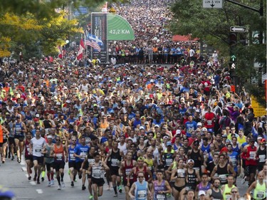 Thousands of people take part in the Marathon Oasis de Montreal Sunday, September 22, 2019 in Montreal. Today's event included a half-marathon and a full marathon.
