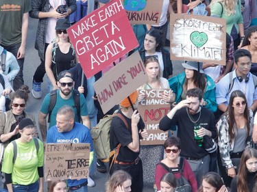 Overview of the climate change protest looking north on Park Ave. north of Pine Ave. in Montreal on Friday, Sept. 27, 2019.