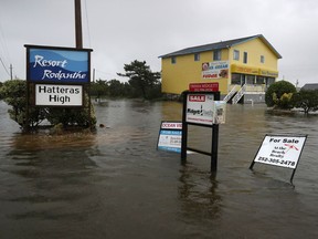 Roads remain flooded as Hurricane Dorian hit Rodanthe, N.C., on Friday, Sept. 6, 2019. Dorian passed Charleston, S.C., on Thursday as a Category 3 storm and now is hit the Outer Banks as a Category 1 storm.