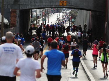 Runners compete during the Oasis International Marathon de Montreal - Day 2 on September 22, 2019 in Montreal.