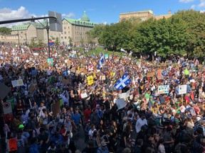 Thousands join the Greta Thunberg-led climate march along Parc Ave. in Montreal on Friday, Sept. 27, 2019.