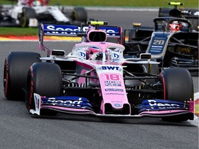 Racing Point's Canadian driver Lance Stroll competes during the Belgian Formula One Grand Prix at the Spa-Francorchamps circuit in Spa on Sunday, Sept. 1, 2019.