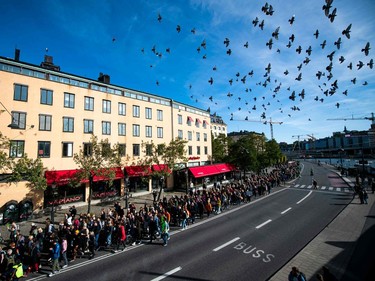 STOCKHOLM, SWEDEN: Activists march during a "Fridays for future" demonstration, a worldwide climate strike against governmental inaction toward climate breakdown and environmental pollution Sept. 27, 2019.
