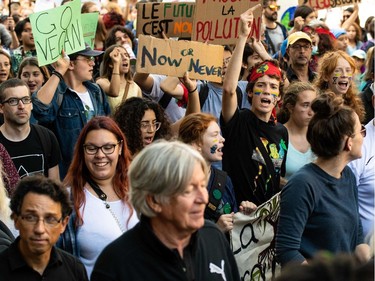 Thousands of protesters flood the streets of Montreal, Canada, during the global climate strike on September 27 2019, led by Swedish climate activist Greta Thunberg.
