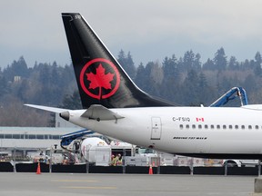 An Air Canada Boeing 737 Max in Vancouver.