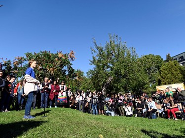 Climate change teen activist Greta Thunberg speaks before joining a climate strike march in Montreal, Quebec, Canada September 27, 2019.